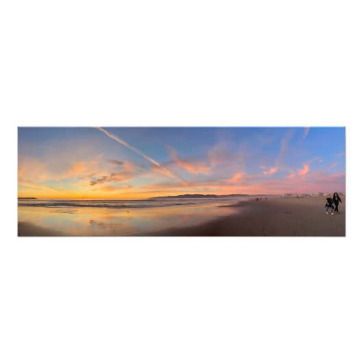 スペクタブルゴールデンアワーサンセット – ヴェネツィアビーチ、CA フォトプリント            (正面)