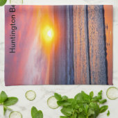 スペクタブルサンセットアットハンティントンビーチ，カリフォルニア キッチンタオル (折り畳み)