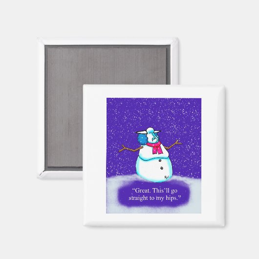 スペクチックズおもしろいホリデーダイエットスノーウーマンカートゥー マグネット (正面/裏面)