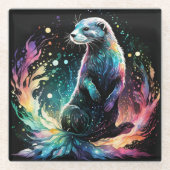 スペクトラムエッジ： Otters Glow ガラスコースター (正面)