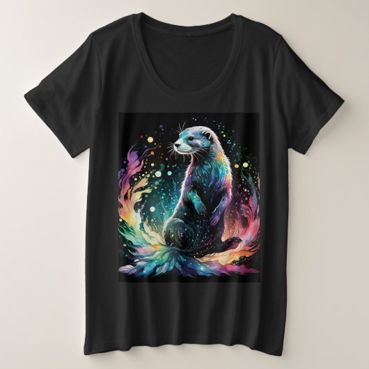 スペクトラムエッジ： Otters Glow プラスサイズTシャツ (デザイン正面)
