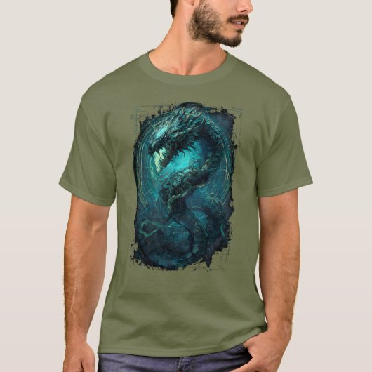 スペクトラルコイル サイバーパンク 蛇 ダークアート Tシャツ (正面)
