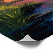 スペクトラルサンセットデジタルアート魔法 ポスター (角)