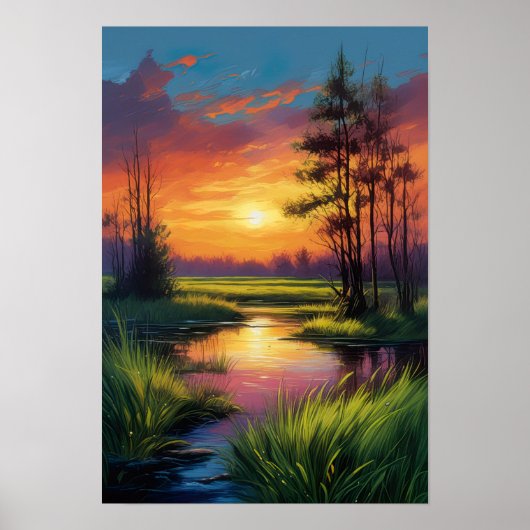 スペクトラルサンセットデジタルアート魔法 ポスター (正面)