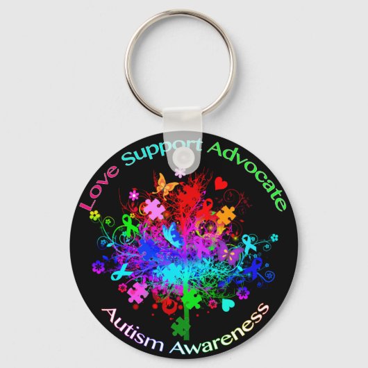 スペクトルの自閉症の木 キーホルダー (正面)