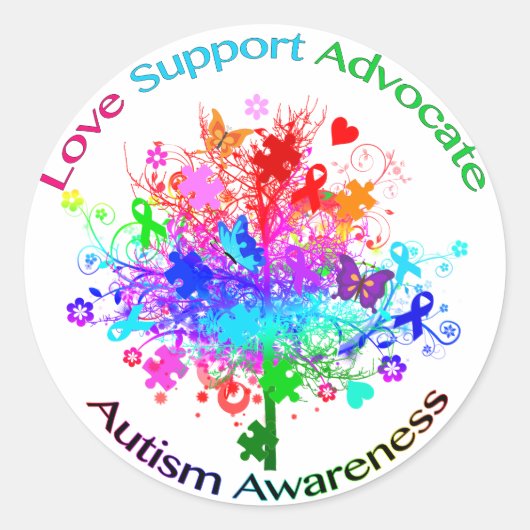 スペクトルの自閉症の木 ラウンドシール (正面)