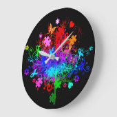 スペクトルの自閉症の木 ラージ壁時計 (傾斜)