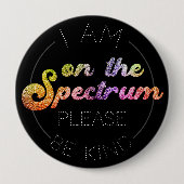 スペクトル上,グリッター虹,自閉症意識 缶バッジ (正面)