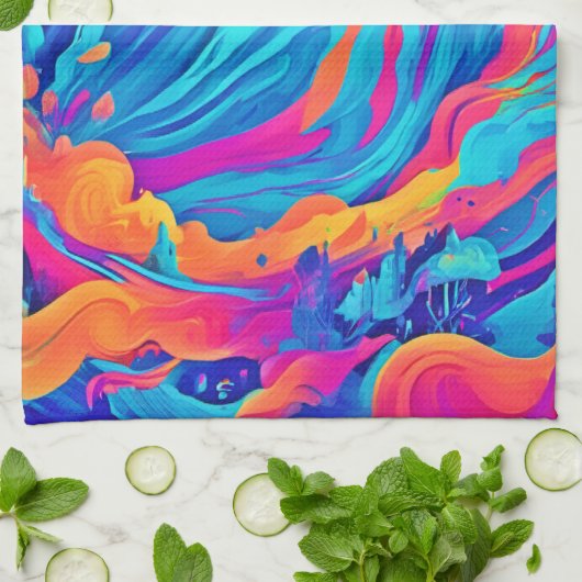 スペクトル幽霊ハロウィーンアート キッチンタオル (折り畳み)