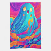 スペクトル幽霊ハロウィーンアート キッチンタオル (縦)