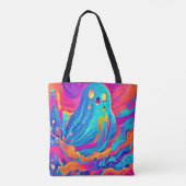 スペクトル幽霊ハロウィーンアート トートバッグ (裏面)