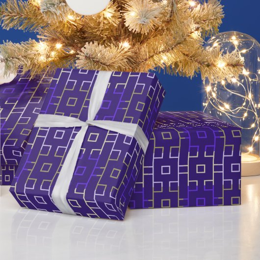 スペクトル正方形（青みがかった紫） ラッピングペーパー (クリスマス)