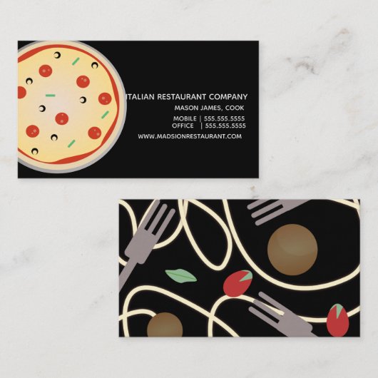 スペゲティイタリアンディナーレストラン名刺 名刺 (正面/裏面)