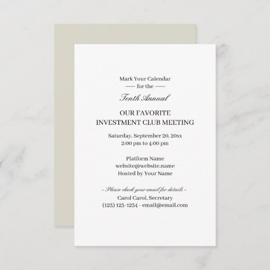 スペシャリストクラブの仮想招待状 招待状 (正面/裏面)