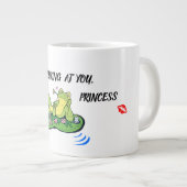 スペシャリティマングバレンタインデーおもしろいラブキスカエル ジャンボコーヒーマグカップ (正面右)