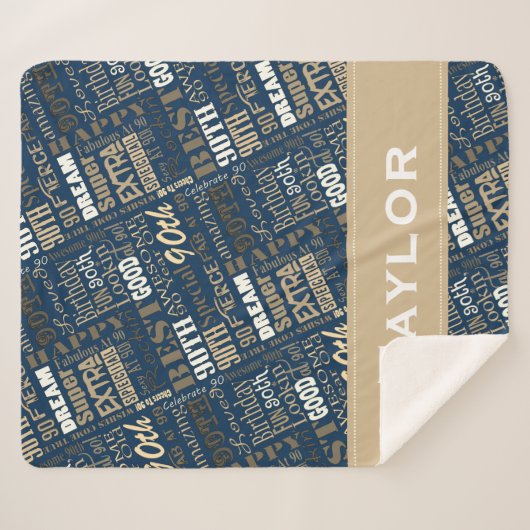 スペシャルの第90誕生会の写真のモノグラム シェルパブランケット (正面(横))