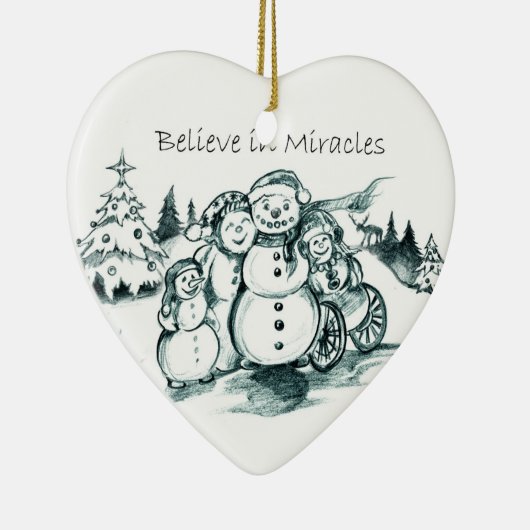 スペシャルは雪だるま家族のクリスマスのオーナメントを必要とします セラミックオーナメント (右)