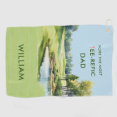 スペシャルウォーター色の父のデイゴルフテーマ ゴルフタオル (横)