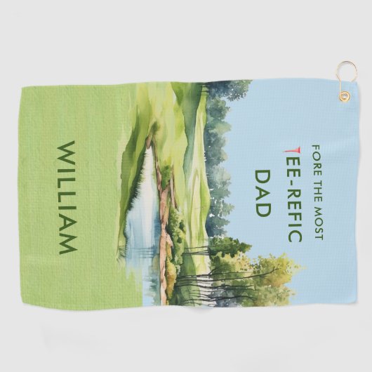 スペシャルウォーター色の父のデイゴルフテーマ ゴルフタオル (横)