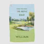 スペシャルウォーター色の父のデイゴルフテーマ ゴルフタオル (正面)