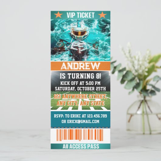 スペシャルエディションサッカーチケット誕生日 招待状 (スタンド正面)