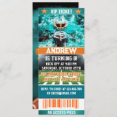 スペシャルエディションサッカーチケット誕生日 招待状 (正面/裏面)