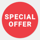 スペシャルオファーのシール | 販促品の赤 ラウンドシール (正面)
