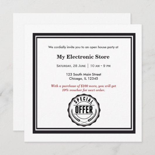 スペシャルオファーグランドオープン 招待状 (正面/裏面)