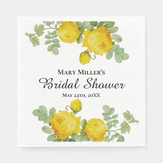 スペシャルカセションイエローローズブライダルシャワー スタンダードランチョンナプキン (正面)