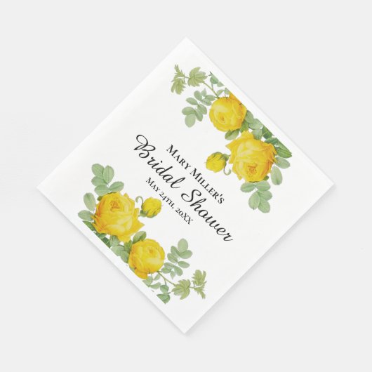 スペシャルカセションイエローローズブライダルシャワー スタンダードランチョンナプキン (角)