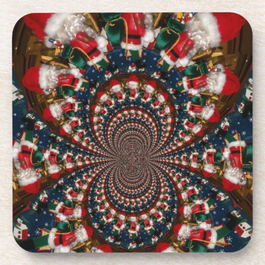スペシャルクリスマスサンタ万華鏡のように千変万化するパターンデザイン コースター (正面)