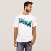 スペシャルグリーンの抽象的な花のファッションデザイン Tシャツ (正面フル)
