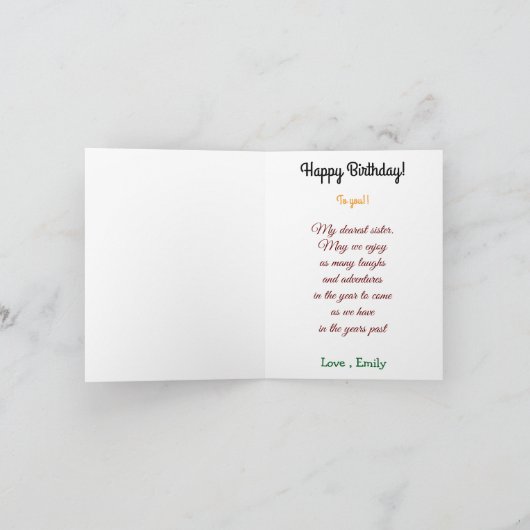 スペシャルシスターピンクイエローローズ誕生日 シーズンカード (内部)