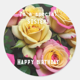 スペシャルシスターピンクイエローローズ誕生日 スクエアシール