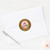 スペシャルシスターピンクイエローローズ誕生日 ラウンドシール (封筒)