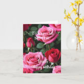 スペシャルシスターピンクレッドローズ誕生日 カード (黄色い花)