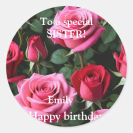 スペシャルシスターピンクレッドローズ誕生日 スクエアシール