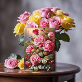 スペシャルシスターブライトカラーピンクローズ誕生日 カード