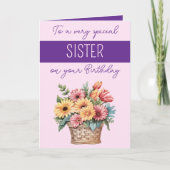 スペシャルシスター・ガーベラ・パープルピンクの誕生日 カード (正面)