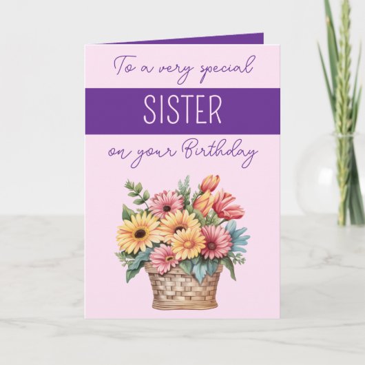 スペシャルシスター・ガーベラ・パープルピンクの誕生日 カード (正面)