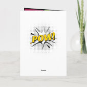 スペシャルスーパーヒーローアメージング飛んでいるフォト誕生日 カード (裏面)