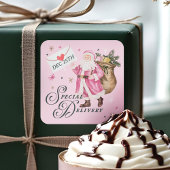 スペシャルデリバリピンクレトロサンタクロース スクエアシール