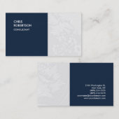 スペシャルネイビーブルーフローラダマスク 名刺 (正面/裏面)