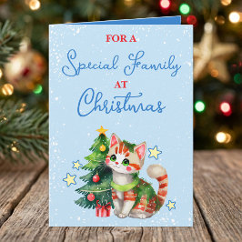 スペシャルファミリー かわいい猫 青 クリスマス