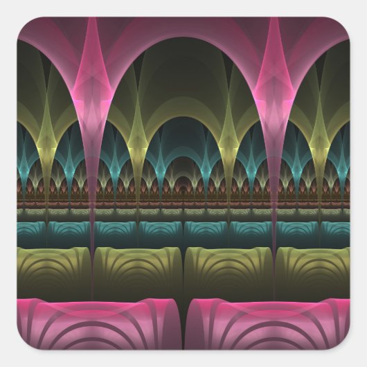 スペシャルファンタジーパターンアブストラクトカラフルフラクタル スクエアシール (正面)