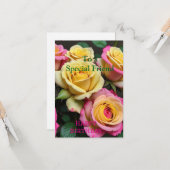 スペシャルフレンドピンクイエローローズ誕生日 カード (正面/裏面インサイチュ)