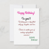 スペシャルフレンドピンクイエローローズ誕生日 カード (裏面)