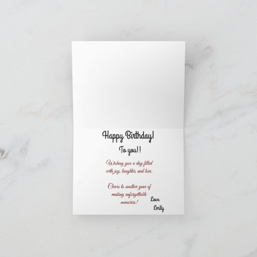 スペシャルフレンドピンクイエローローズ誕生日 カード (内部)