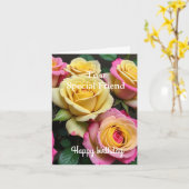 スペシャルフレンドピンクイエローローズ誕生日 カード (黄色い花)