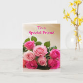 スペシャルフレンドピンクイエローローズ誕生日 カード (黄色い花)